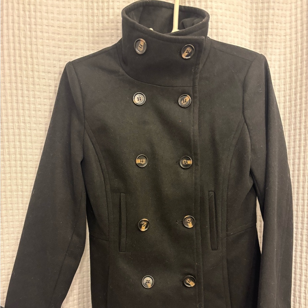 Thread & Supply Black Double-Breasted Pea Coat